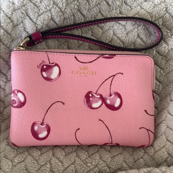 Coach Cherry Corner Zip Wristlet - Picture 1 of 5